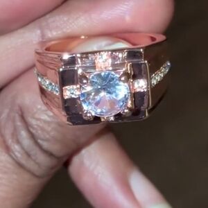 3ct Round cut Lab Created Diamond Mens Ring 14k Rose Gold Plated